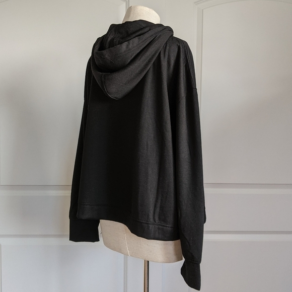 Magaschoni Pullover Hooded Drawstring Kangaroo Pocket Viscose Blend Black L NWT - Picture 7 of 12
